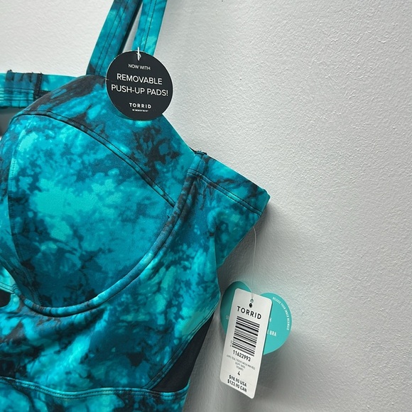 Torrid Swimsuit One 1 Piece Suit Tie Dye Mesh Insert Teal Black New Plus Size 4X - Picture 6 of 10